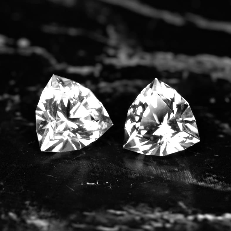 Natural Danburite, Mexico 5.41 Ct TW pair, trillion